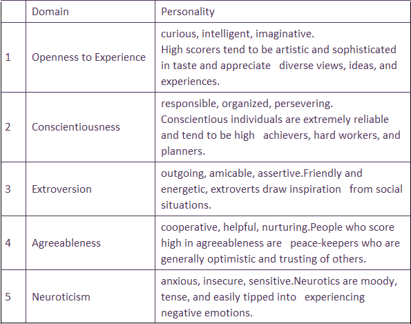 Big five personality test synopsis